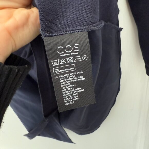 COS Silk & Cotton Navy Blouse Cardigan - Picture 3 of 3